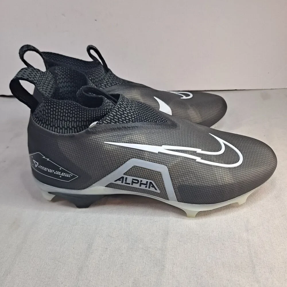 Nike Men's Size 12W Alpha Menace Elite 3 Flyknit Football Cleats Black Iron Grey